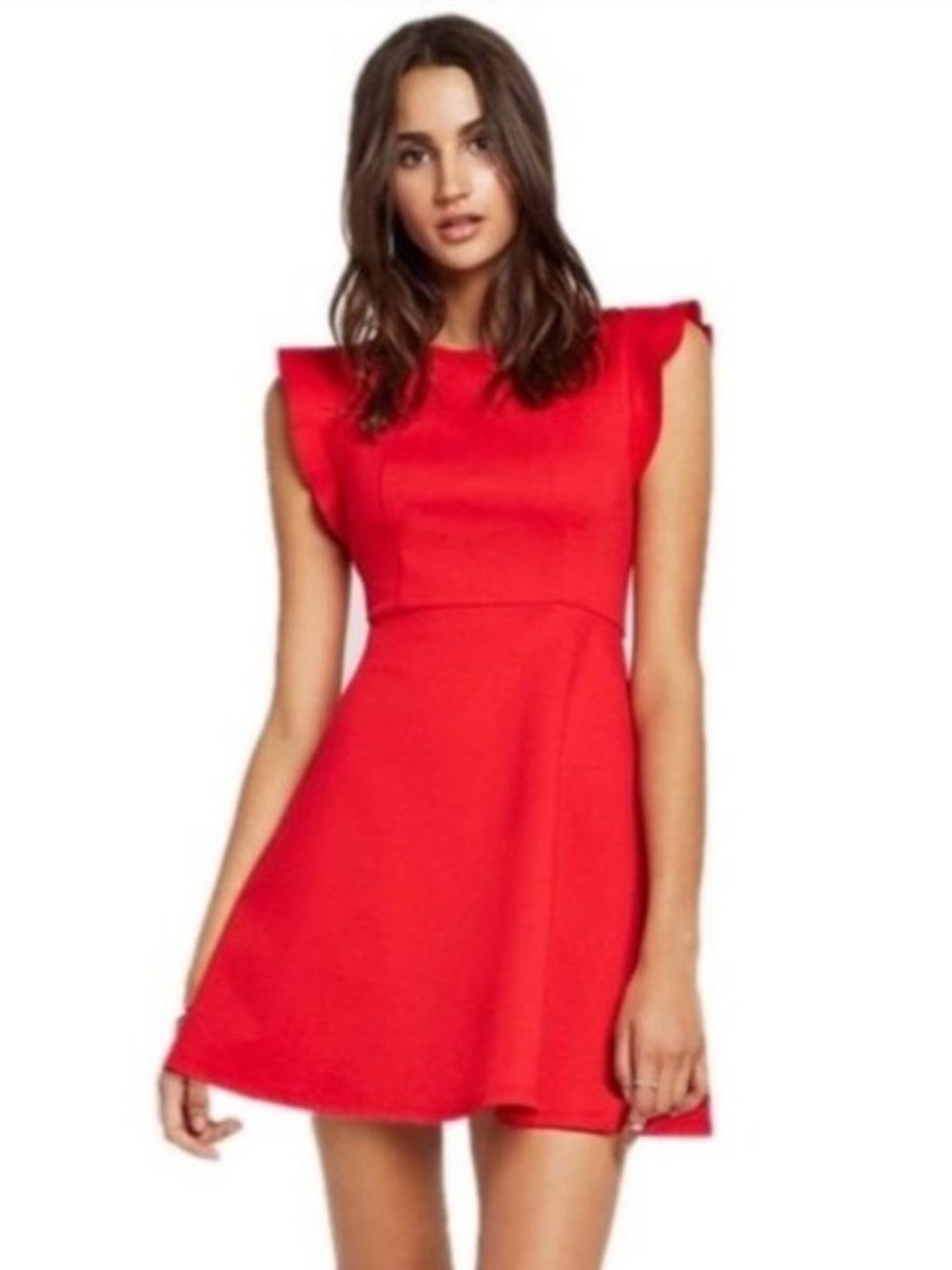 NWT ✨ BCBG Generation Red Flutter Sleeve Fit-and-Flare Dress women’s size 8